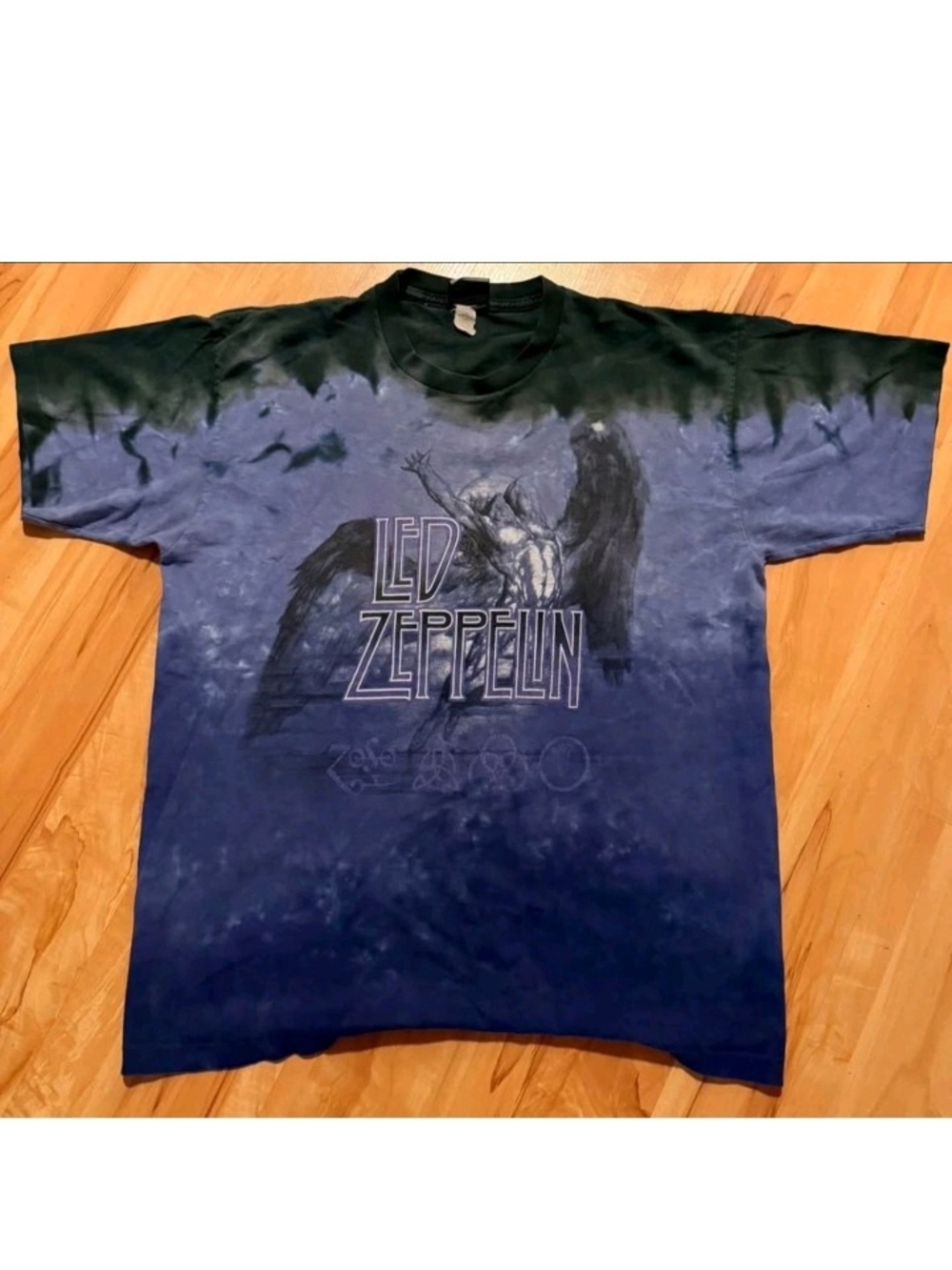 Led Zepplin Tie-Dye Blue Graphic T‑Shirt (Liquide Blue)